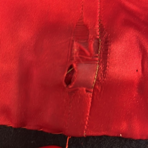 Vintage Boiled Wool Jacket Red with Embroidered Trim Metal Fasteners - Picture 10 of 10